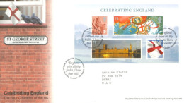 GREAT BRITAIN, 2007, FDC OF MINIATURE STAMPS STEET OF CELEBRATING ENGLAND THE FOUR COUNTRIES OF THE UK. - Brieven En Documenten
