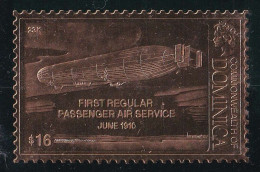 DOMINIQUE - Timbre OR 23 Carats - Zeppelin Premier Transport Pour Passagers Juin 1910 - Neuf ** (MNH) Sans Charniere - Zeppeline