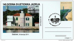 Croatia 2011 - 140 Years Of Jadrija Lighthouse - Topic Postcard And Cancel - Faros