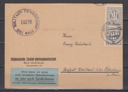 Bizone Karte Gross-Gerau/12.12.45 Mit 2x 2x (gpr Wehner BPP) Und Rotem L1 "Geschäftlich", Zensur-o 10278 - Storia Postale