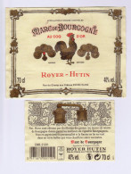 Etiquette Et Contre étiquette "MARC DE BOURGOGNE - Au Coq D'Or" Royer-Hutin Dijon Alambic Distillerie (2717)_ev181 - Bourgogne