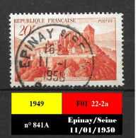 N° 841A Oblitération Du 11-1-50 D'Epinay-sur-Seine - Used Stamps