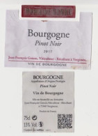 Etiquette Et Contres étiquettes  " Bourgogne PINOT NOIR 2017 " Jean-françois Gonon (2415)_ev536 - Bourgogne