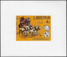 Libéria  1976 Y&T 713 Feuillet De Luxe Gommé. Centenaire Du Téléphone. Voiture Postale à Chevaux - Kutschen