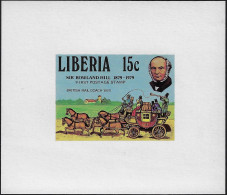 Libéria  1976 Y&T 802 Feuillet De Luxe Gommé. Centenaire De La Mort De Rowland Hill. Malle-poste Britannique - Postkoetsen