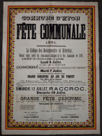 Grande Affiche Couleur - Fête Communale HYON Juillet 1891 (concert, Concours Au Jeu De Piquet, Escrime, …) (62x85 Cm) - Posters