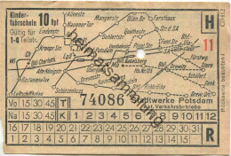 Deutschland - Potsdam - Stadtwerke Potsdam Abt. Verkehrsbetriebe - Kinderfahrschein 10Rpf. - Rückseitig Werbung Für Eine - Europe