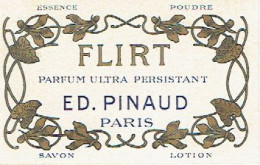 Carte Parfum FLIRT D'ED. PINAUD - Calendrier De 1910 Au Verso - Anciennes (jusque 1960)