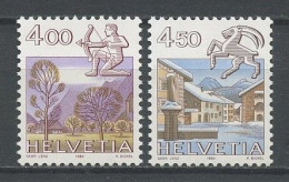 SUISSE 1984 N° 1194/1195 ** Neufs MNH Superbes C 17 € Signes Du Zodiaque Sagittaire Capricorne Paysages Scuols-Schuls - Unused Stamps