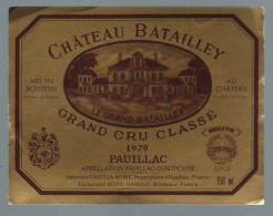 Etiquette Vin  Chateau  Batailley Grand Cru Classé Pauillac 1979 Héritiers Casteja-Borie Propriétaire - Bordeaux