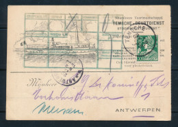 OBP Nr 340 Op Document "TEMSCHE BEURTDIENST - STOOMBOOT AUGUST" Traject Temsche-Antwerpen Dd. 28-09-1936 - 1936-51 Poortman