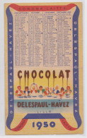 Chocolat Delespaul-Havez Lille Calendrier De Poche 1950 - Kleinformat : 1941-60