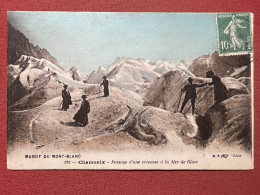 Cartolina - Mont-Blanc - Chamonix - Passage D'une Crevasse à Mer De Galce - 1924 - Non Classificati