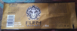 Egypt , Fury Energydrink Bottle Label. - Alcools & Spiritueux