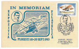 COV 30 - 289 AIRPLANE, Romania - Cover - Used - 1983 - Lettres & Documents