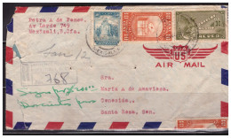 1948 MÉXICO SOBRE CIRCULADO CON SELLOS DE SEGURO POSTAL, REGISTERED AIR COVER WITH MULTIPLE STAMPS - México