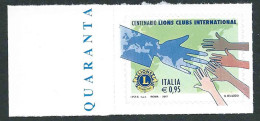 Italia 2017; Lions Clubs International, Nel Centenario Della Fondazione. Francobollo Di Bordo Sinistro. - 2011-20: Mint/hinged