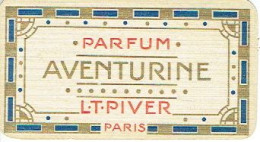 Carte  Parfum AVENTURINE De L.T. PIVER - Carte Offerte Par La Maison DEBAECKER à HAZEBROUCK - Profumeria Antica (fino Al 1960)