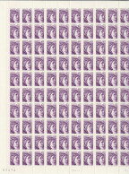Feuille Complète De 100 Timbres Du N° 2060 Sabine 1f.60 Violet - Feuilles Complètes