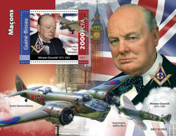 Guinea Bissau 2021, Massonery, Churchill, Planes, Flag, BF - Sir Winston Churchill