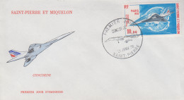 Enveloppe  FDC  1er  Jour   SAINT  PIERRE   ET  MIQUELON   1er   Vol   Avion    CONCORDE    1976 - FDC