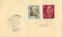 1956 HUESCA , FECHADOR DE BERGOSA - Storia Postale