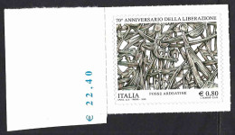 Italia 2015; 70° Anniversario Della Liberazione, Francobollo Con Bordo A Sinistra. - 2011-20: Mint/hinged