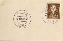 1954 HUESCA , FECHADOR DE SERUE - Cartas & Documentos