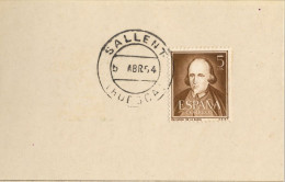 1954 HUESCA , FECHADOR DE SALLENT DE GÁLLEGO - Storia Postale