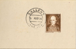 1954 HUESCA , FECHADOR DE SALLENT DE GÁLLEGO - Briefe U. Dokumente
