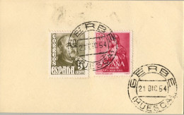 1954 HUESCA , FECHADOR DE GERBE - Cartas & Documentos