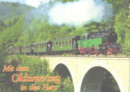 Germany:Harz, Stem Locomotive With Passenger Train On Bridge, Selketalbahn - Kunstbauten