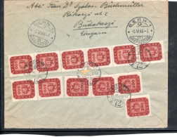 1946 ( 3. JUNE)  200 And 500,  12 Stamps,right Rate. Clear " Budapest " Registered Cover To CH ,Rare !#1509 - Cartas & Documentos