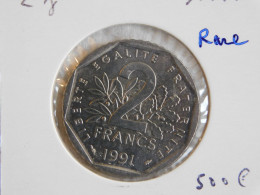 France 2 Francs 1991 FDC SEMEUSE, NICKEL (844) GRADING GENI MS63 UNC GRADE - 2 Francs