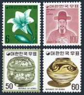 Korea South 963-966,MNH.Michel 968/1011. Lily,Ceramic Jar,Vase,Adm.Li Sun-Sin, 1975. - Corée Du Sud