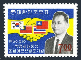 Korea South 511, MNH. Michel 529. State Visits Of President Park, 1966. Flags. - Corée Du Sud