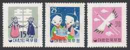 Korea South 298-300298a-300a,hinged. Michel 296-298,Bl.139-141. Christmas 1959.Crane - Corée Du Sud