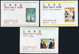 Korea South 561a-563a,MNH.Michel Bl.267-269. Korean Shuttlecock,Girls,Archery,1967. - Corée Du Sud