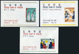Korea South 561a-563a,hinged.Michel Bl.267-269. Shuttlecock,Girls,Archery,1967 - Corée Du Sud