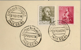 1954 HUESCA , FECHADOR DE LINÁS DE MARCUELLO - Cartas & Documentos