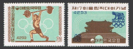 Korea 309-310,310a, MNH. Michel 307-308, Bl.148. Olympics Rome-1960. Weight Lifting. - Corée Du Sud