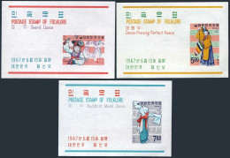 Korea South 555a-557a, MNH. Michel Bl.248-250. Folklore 1967. Dances. - Korea, South