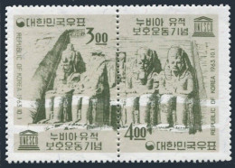 Korea South 410-411b,411a, MNH. Michel 398-399,Bl.182. Save Monuments In Nubia,1963. - Corée Du Sud