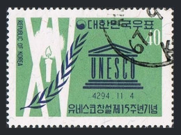 Korea South 331, 331a, CTO. Michel 331, Bl.169. UNESCO-15, 1961. Candle,Laurel. - Corée Du Sud