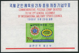 Korea South 538a Sheet, MNH. Michel Bl.236. Military Sports Council, 1966. - Corée Du Sud