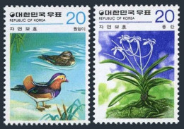 Korea 1151-1152, Hinged. Nature Conservation 1978. Mandarin Duck, Orchid. - Corea Del Sur