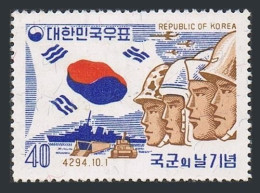 Korea South 329, MNH. Michel 329. Armed Force Day, 1961. Flag, Ship,Tank,Planes. - Corea Del Sur