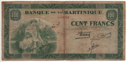 MARTINIQUE  Scarce  100 Francs  P19a(1)   ( ND 1942 )    Allegorical Woman Front & Back - Other & Unclassified