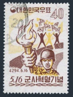 Korea South 327, Used. Michel 327. Military Revolution, May 16, 1961. Soldier,torch. - Corée Du Sud