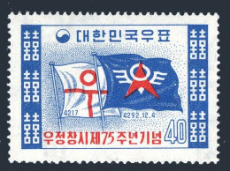 Korea South 297, Hinged. Michel 295. Korean Postal System, 75th Ann. 1959. Flag. - Corée Du Sud
